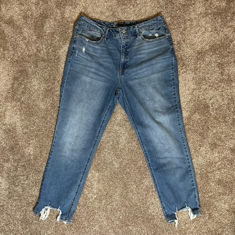 Adore Blue Distressed Ankle Jeans